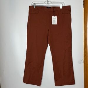NWT Theory Womens Double Stretch Crop Pant Cognac J0504212 Brown 12